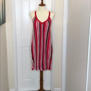 Bebe Desire Combo Striped Red and pink Dress